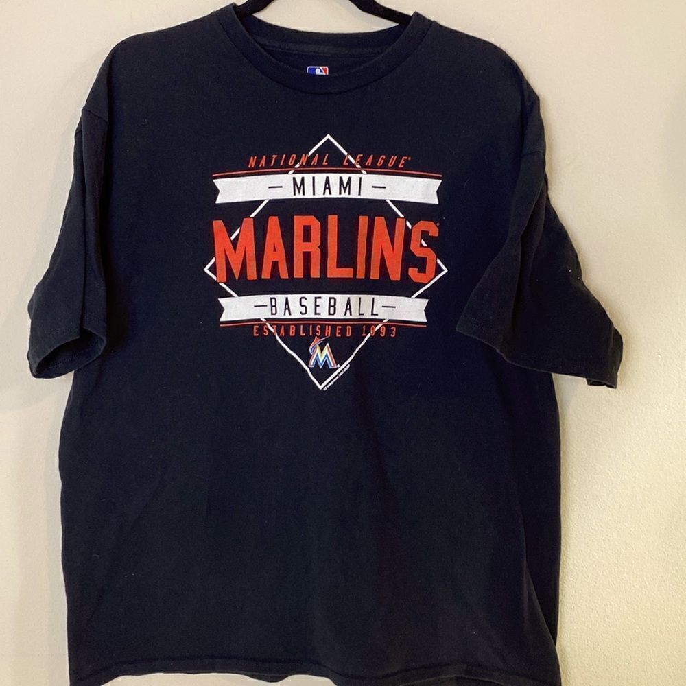 MLB Marlins Official Black Short Sleeve Tee Shirt Men’s XL